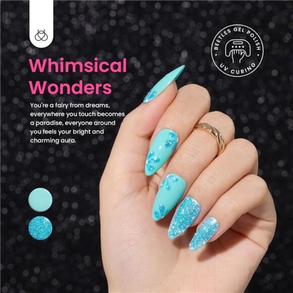 Glitter Gel Nail Polish 6 Colors Sparkle Pink Purple Blue Gel Polish Kit - Picture 3 of 7